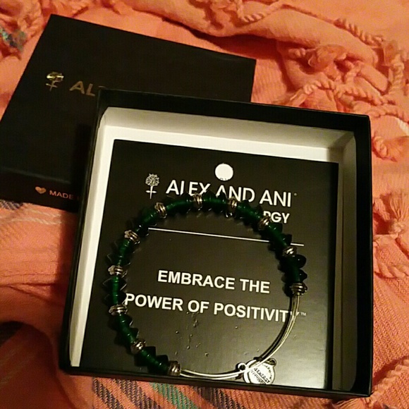 Alex and ani beaded dark green