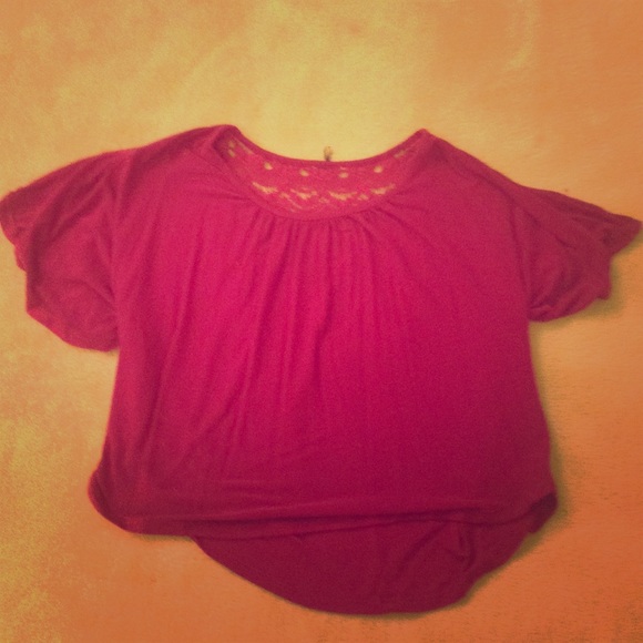 Pink crop top with lace on the back