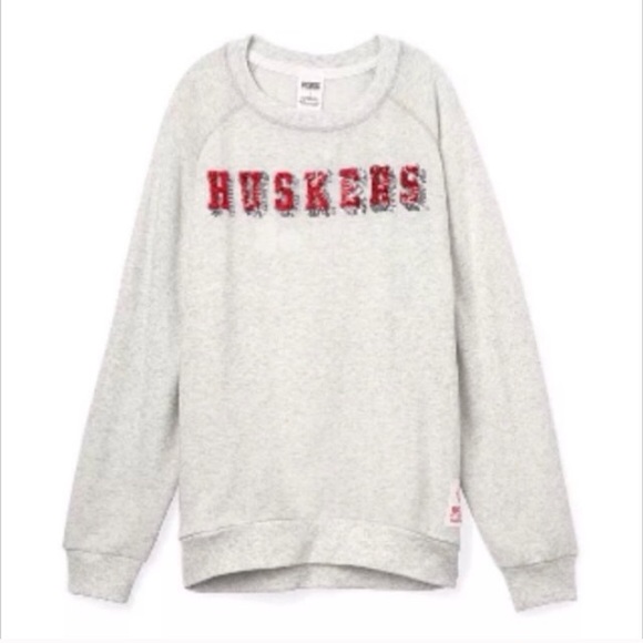 Pink Nebraska Husker Crewneck Sweatshirt Bling Top