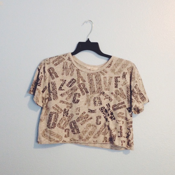 Forever 21 Grey Graphic Alphabet Crop Top