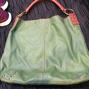 Green leather purse