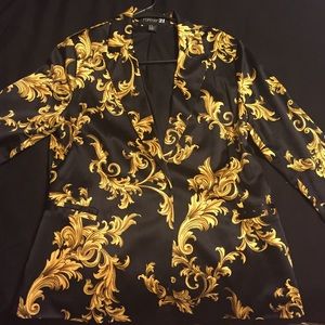 Black and gold printed blazer