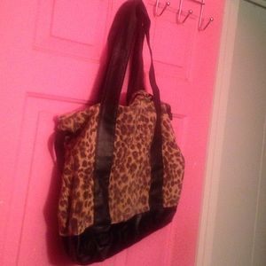 Leopard and black printed purse