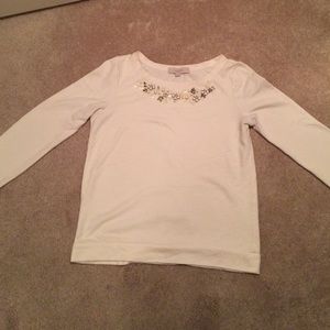 Loft cream embellished sweatshirt top