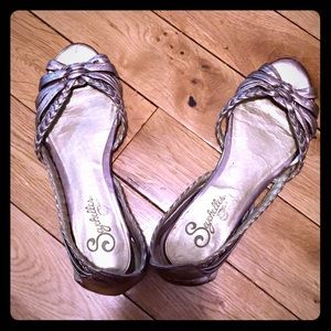 Seychelles, gold, leather flats.