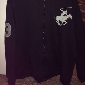Black men's polo zip up jacket