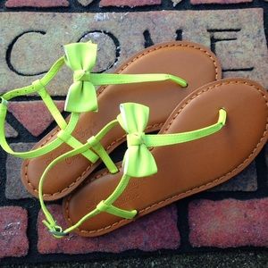 Lime Green Bow Sandals NEW