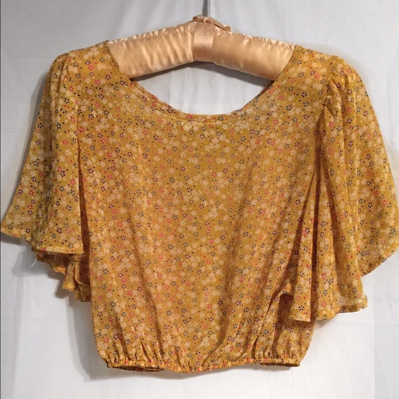 Yellow floral crop top