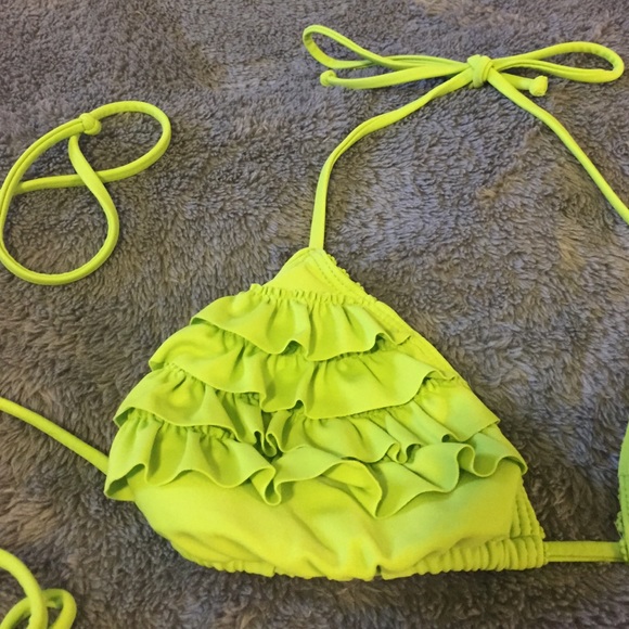 Lime Green Ruffle Bikini Set - Picture 2 of 3