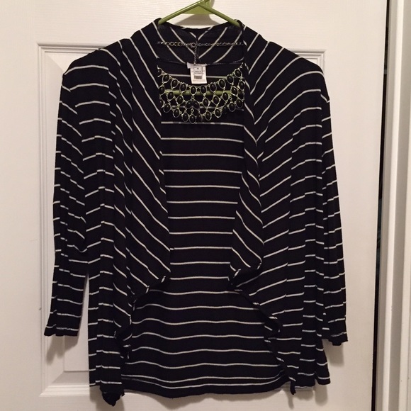Black and white striped sweater.