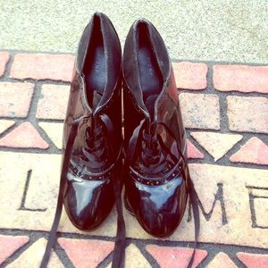 Patent Leather Lace-Up High Heels