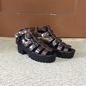 Metallic Caged Sandals
