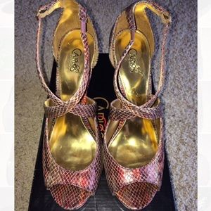 Carlos Santana Snakeskin Strappy Heel Size 8