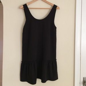 Black Peplum Dress with Deep V Back