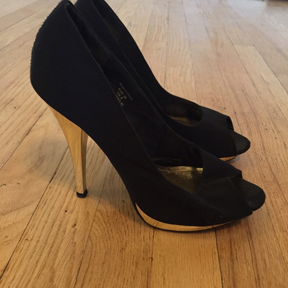 Black and gold heels