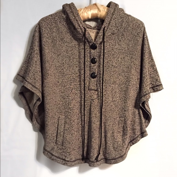 Grey sweatshirt poncho