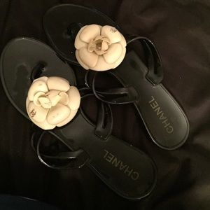 Chanel Black Camelia Sandal