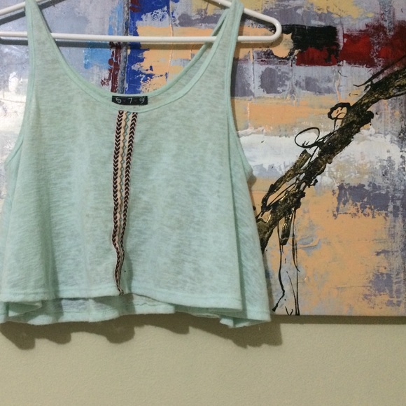 mint aztec crop top