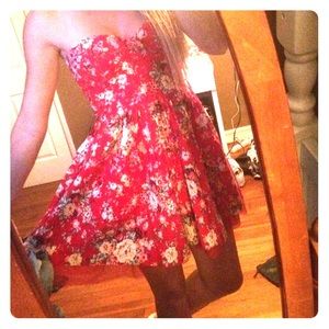 Red floral summer dress