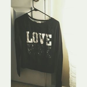 PINK Black Crew neck