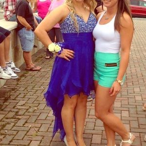 blue sequin prom dress