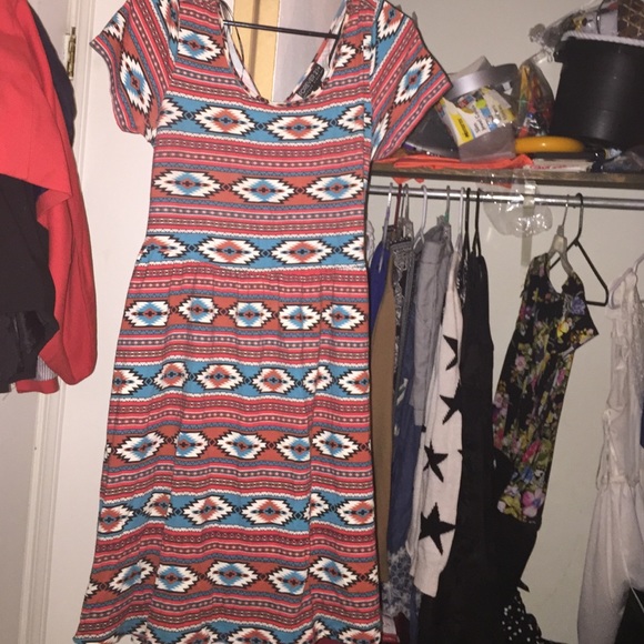 F21 Southwestern Print Skater Dress w/ cutouts