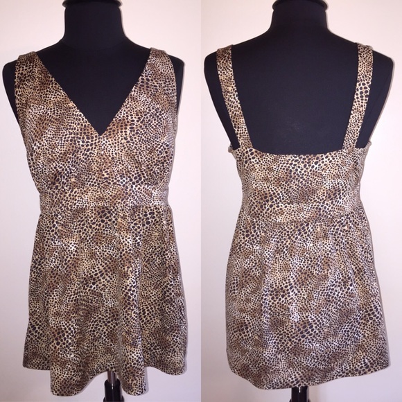 INC Empire waist  tank gold shimmer, animal print