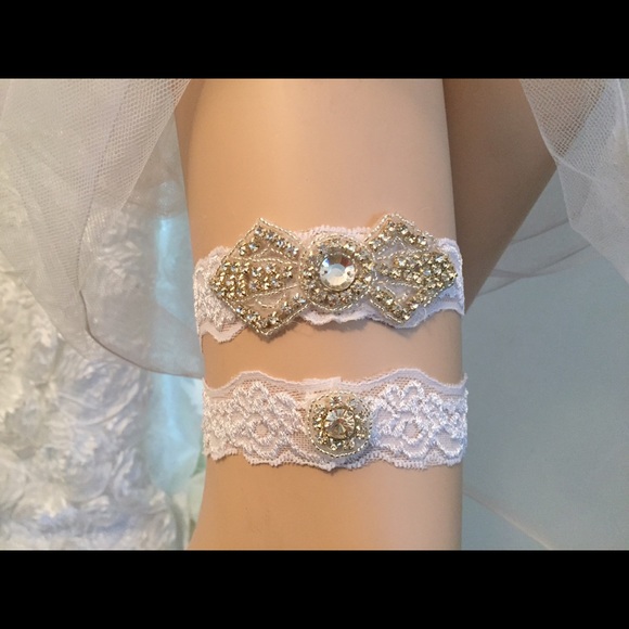 Garter set. Rhinestone crystal garter
