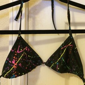 Neon Paint Splattered Bikini Top