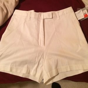 White high waisted linen shorts