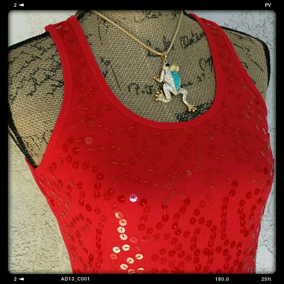 Glo Jeans  Tops - 126) Red hot sequined tank top