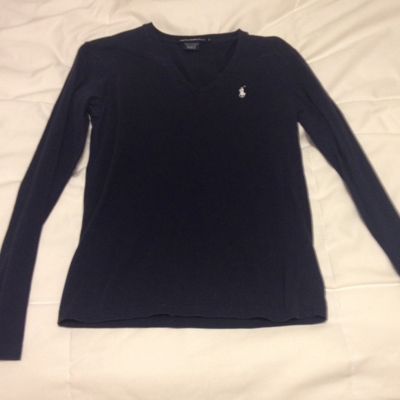 Navy blue Ralph Lauren long sleeve vneck - Picture 2 of 3