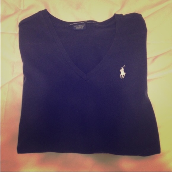 Navy blue Ralph Lauren long sleeve vneck - Picture 3 of 3