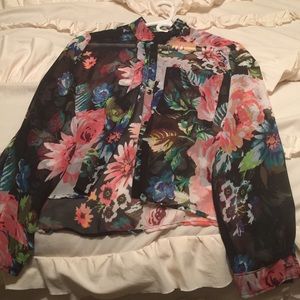 H&M Sheer Button-Up Long Sleeved Blouse
