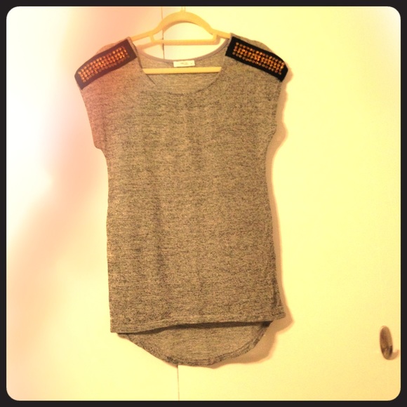 Poetry Gray Studded Top (new without tags)