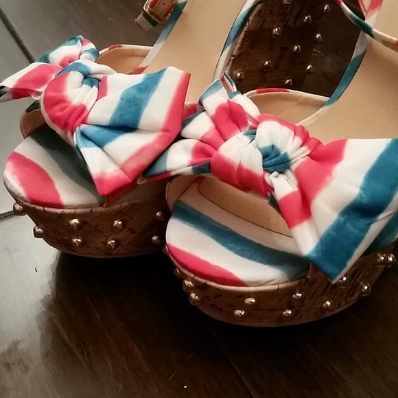 Studded Open Toe Wedges - Picture 3 of 4