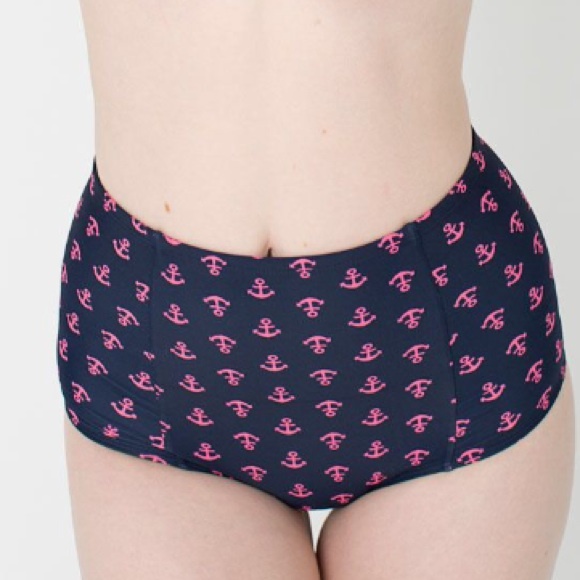 Anchor Print Nylon Tricot High-Waist Brief