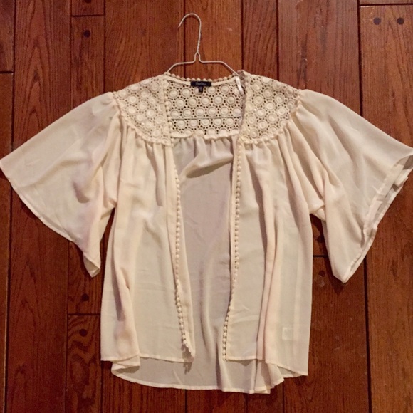 Cream lace kimono-style cardigan