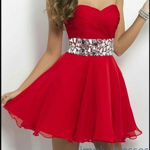 Short red homecoming or prom dress