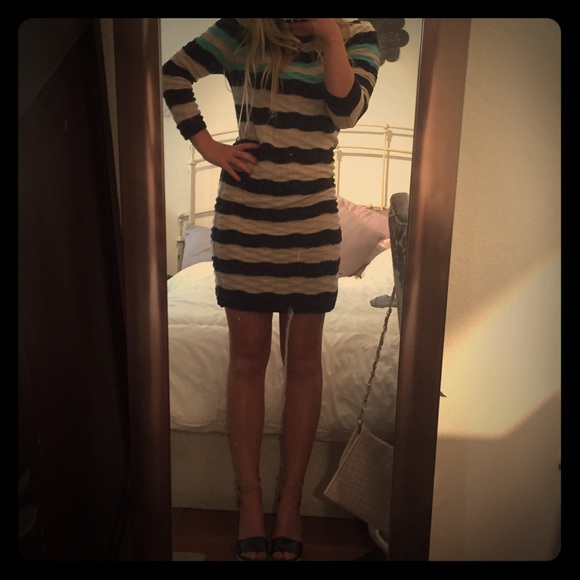 Striped Knit Sweater Dress