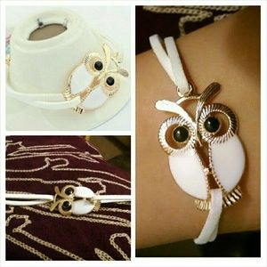 Statement Vintage Owl Leather Bracelet