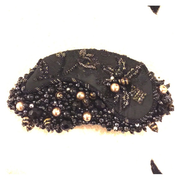 Bagteria beaded black clutch