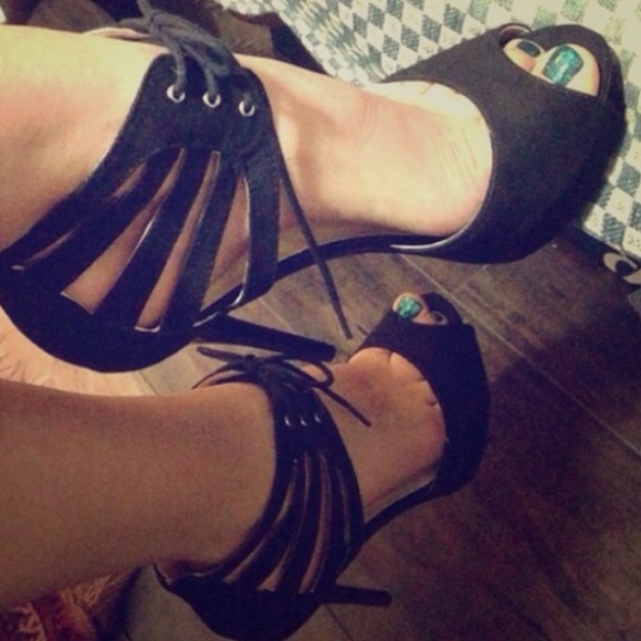 Black Lace Up Heels