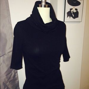 Wolford black short sleeve cowl neck top