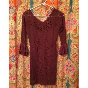 Maroon Free People Pencil Dress