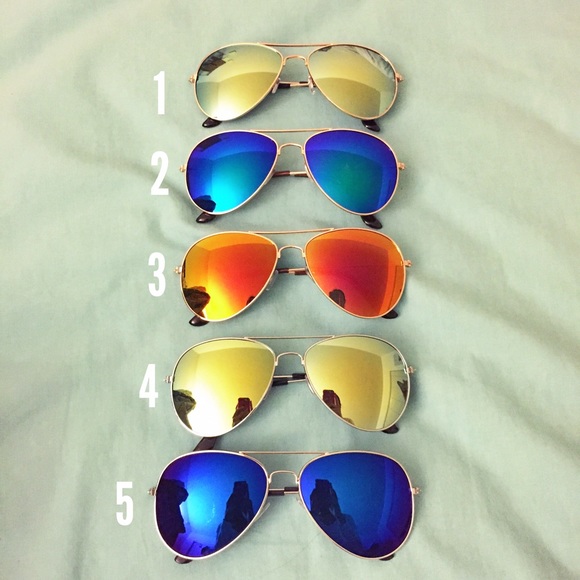 #5 Blue Purple Lens Gold Frame Aviator Sunglasses