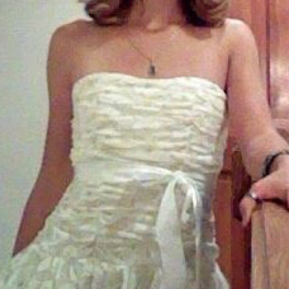 White and gold lace cocktail dress