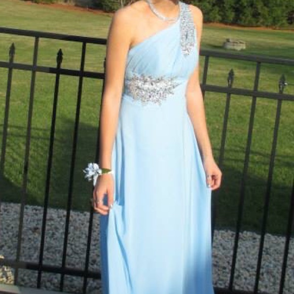 Baby blue full length ball gown