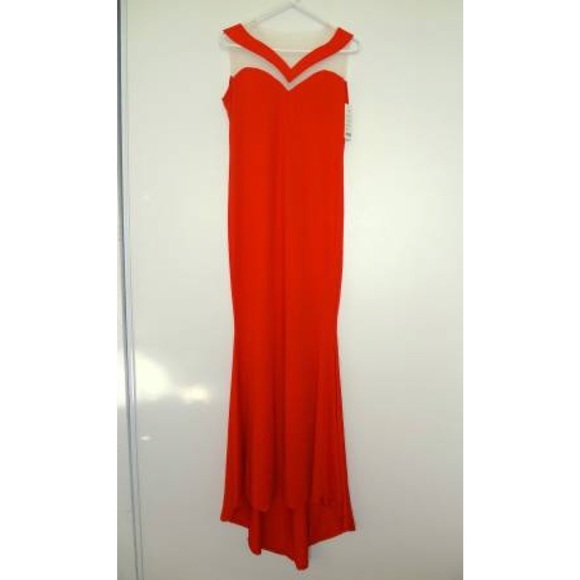 Red mesh cut out mermaid dress - Picture 4 of 4