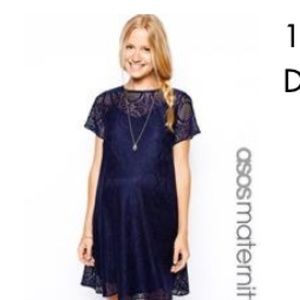 Navy maternity lace dress